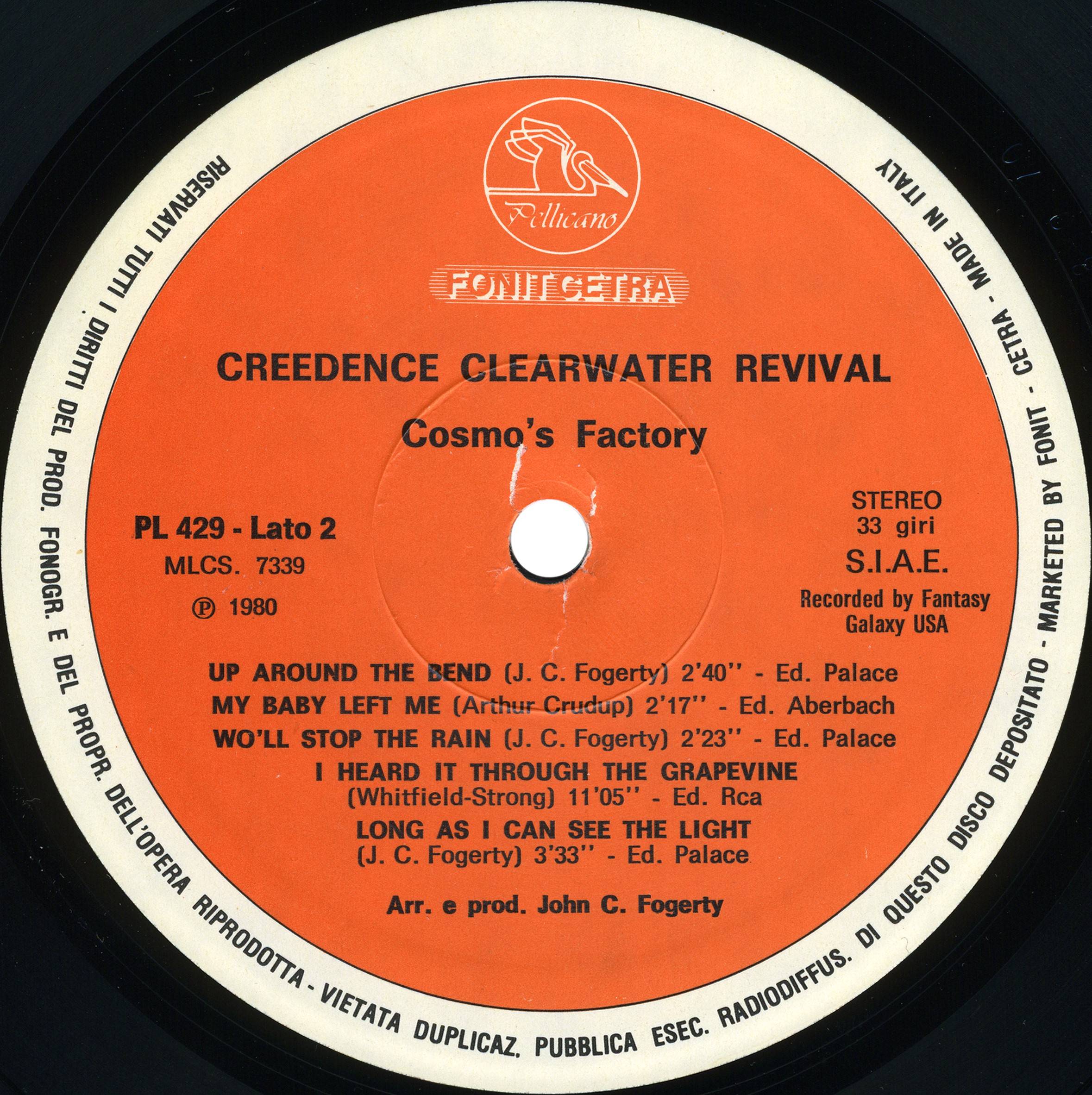 Creedence Clearwater Revival Cosmos Factory [lp label b ita]